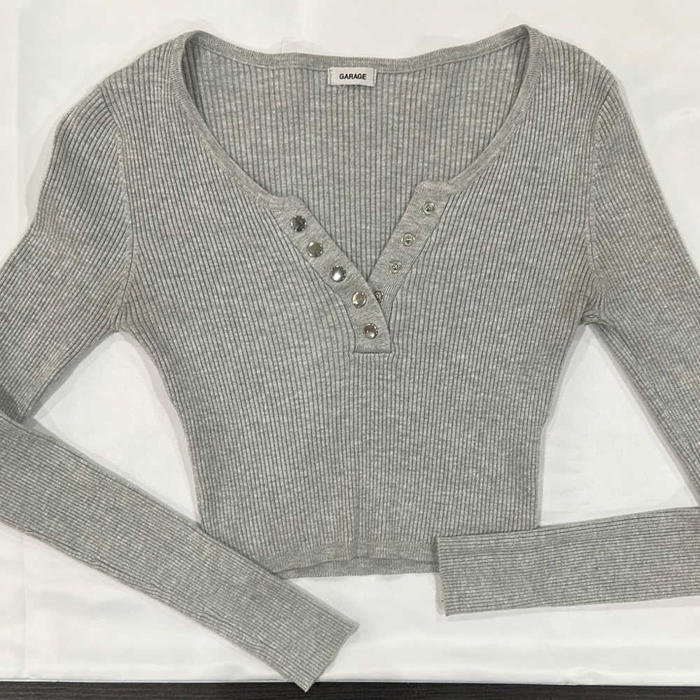 Garage Gray Ribbed Crop Top
